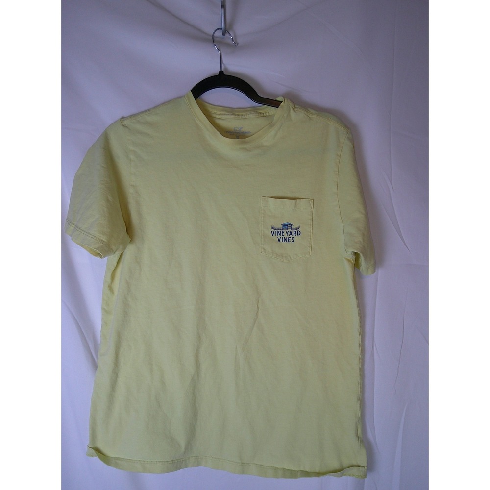 Vineyard Vines Kids XL Yellow Short Sleeve Beach Scene Whale Graphic Pocket Tee